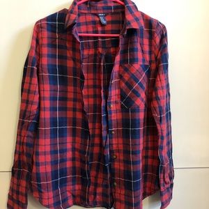Blue and red plaid shirt